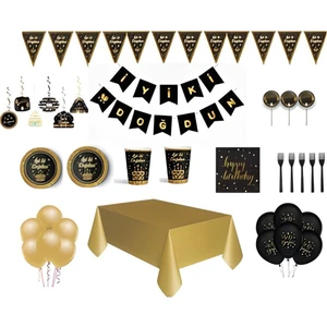 Çıtı Pıtı Store Siyah Gold Iyi Ki Doğdun Doğum Günü Parti Seti