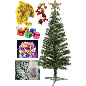 Çıtı Pıtı Store Yılbaşı Çam Ağaç Seti ve Yılbaşı Süsleri Paketi Spreyli 90 cm + Tepe Yıldızı