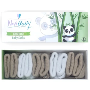 5'li Bambu Yenidoğan Bebek Çorabı I White Beige I 0-6 Ay