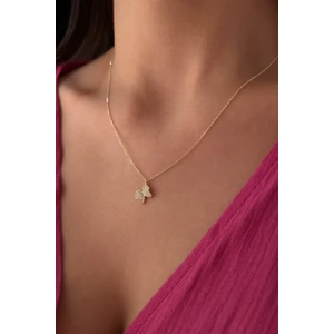 Fiyonk Kuyumculuk 14 Ayar Altın Taşlı Kelebek Kolye