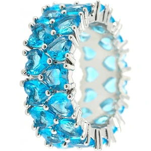 Merano Design Turkuaz Kalpli Çift Sıra Yüzük