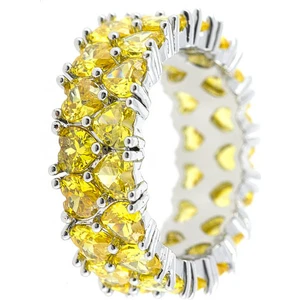 Merano Design Sarı Kalpli Çift Sıra Yüzük