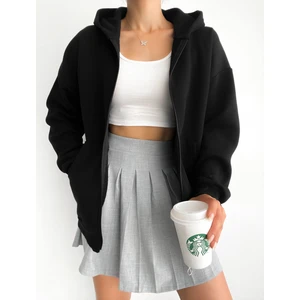 Kadın Oversize Fermuarlı Sweatshirt Hırka