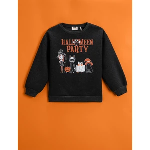 Baskılı Sweatshirt Bisiklet Yaka Uzun Kollu