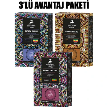 Addis Ababa Coffee Coffee Etiyopya Kahvesi Deneme Seti 3 x 250