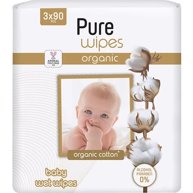 Pure Wipes Pure Pamuklu Islak Havlu 3X90