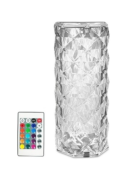 16 Renkli Romantik Gül Işık Kristal Elmas Masa Gece Lambası (Yurt Dışından)
