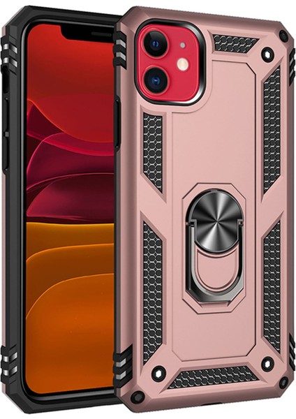 Apple iPhone 11 Kılıf Sofya Yüzüklü Silikon Kapak - Rose