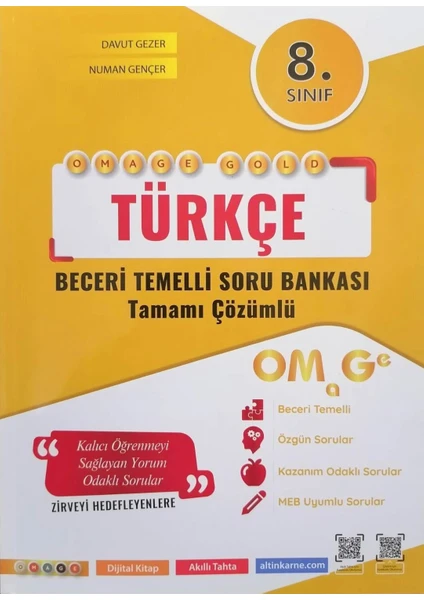 Nartest Yayınevi 8. Sınıf LGS Omage Gold Türkçe Soru Bankası ( Kolay Orta)