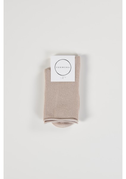 Bej Modal Lastiksiz Dikişsiz Kadın Soket Çorap modelleri