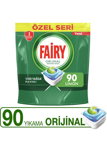 Orijinal 90 Yıkama Bulaşık Makinesi Deterjanı Tableti / Kapsülü Özel Seri