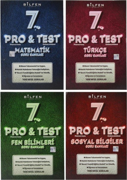 7. Sınıf Pro & Test Soru Bankası Seti 4 Kitap