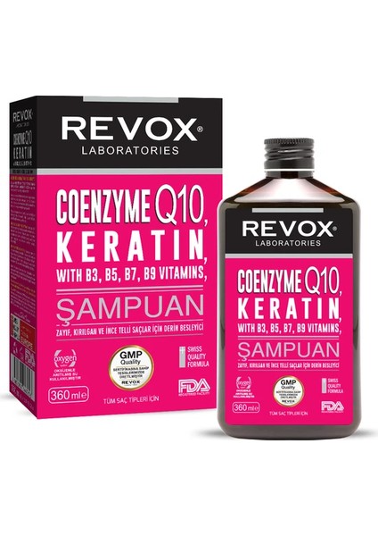 Koenzim Q10, Keratin + B Vitamin Kompleks Saç Bakım Şampuanı / 360