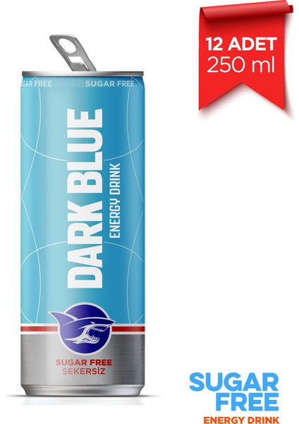 Dark Blue Enerji İçeceği, Şekersiz, 250 ml (12'li Paket, 12 adet x 250 ml)