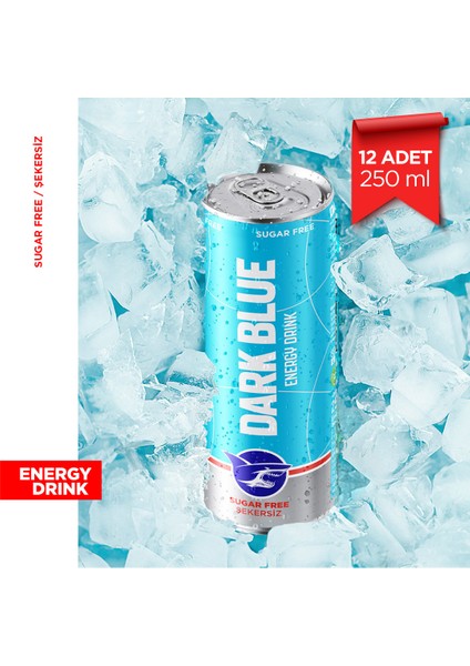 Dark Blue Enerji İçeceği, Şekersiz, 250 ml (12'li Paket, 12 adet x 250 ml)