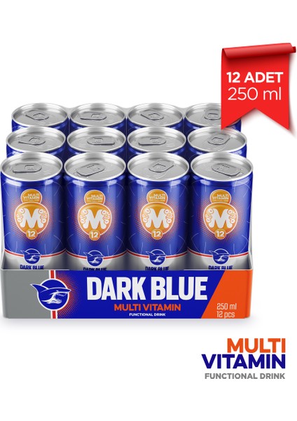 Dark Blue Multivitamin Enerji İçeceği, 250 ml (12'li Paket, 12 adet x 250 ml)