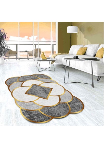 Pvc Taban Makinede Yıkanabilir Dekaratif Salon Mutfak Yatak Odası Halısı CEYDA-1081