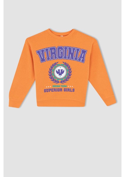 Kız Çocuk Bisiklet Yaka İçi Yumuşak Tüylü Sweatshirt Y3880A622AU