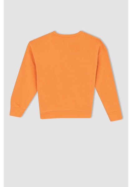 Kız Çocuk Bisiklet Yaka İçi Yumuşak Tüylü Sweatshirt Y3880A622AU