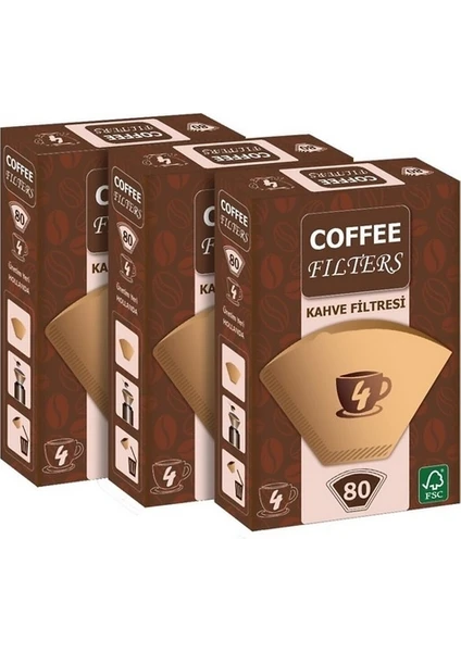 Coffee Filters Filtre Kahve Kağıdı 1/4 3 x 80'li