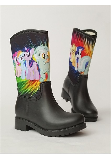 My Little Ponny Baskılı Siyah Su Geçirmeyen Kız Çocuk Yağmur Çizmesi fiyatları