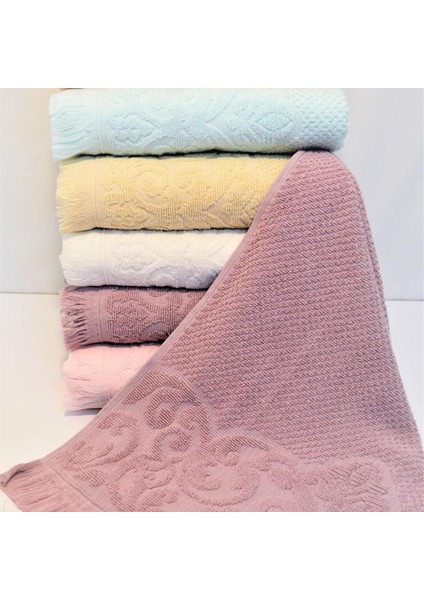 Çeyizlik 50X90 Cm. Bukle Jakarlı Saçaklı El&yüz 6'lı Lüks Havlu Seti
