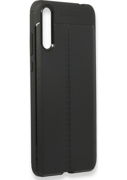 Huawei P Smart S Kılıf Focus Derili Silikon - Siyah