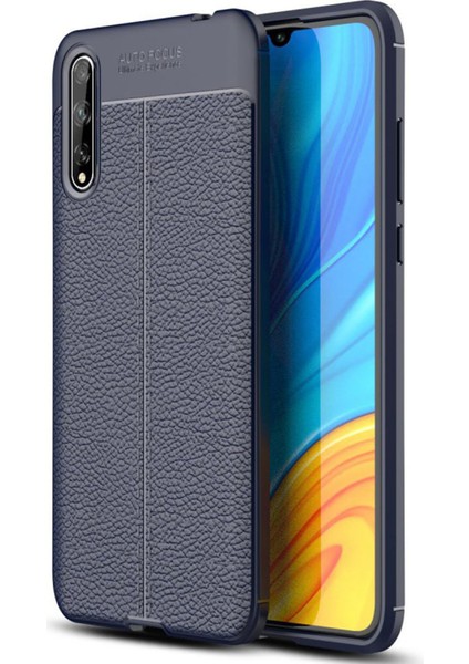 Huawei P Smart S Kılıf Focus Derili Silikon - Lacivert