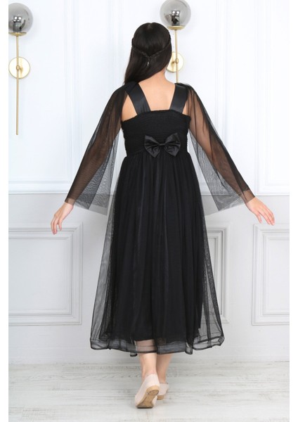 Kız Çocuk Beli Pul İşleme Sırt Lastikli Dantel Kol Detay Abiye Mezuniyet Düğün Balo Elbise-ABY-0028 fırsatları