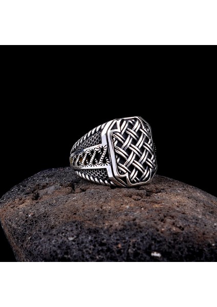 925 Ayar Gümüş Örgü Desen Motifli Yüzük fiyatları