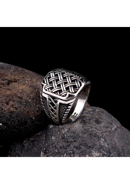 925 Ayar Gümüş Örgü Desen Motifli Yüzük modelleri