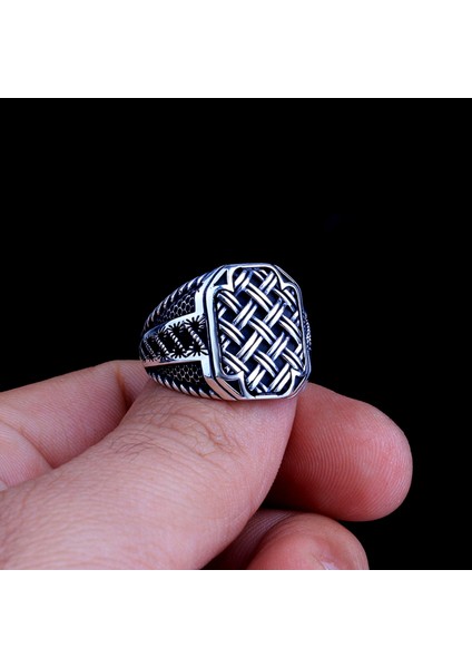 925 Ayar Gümüş Örgü Desen Motifli Yüzük indirimleri