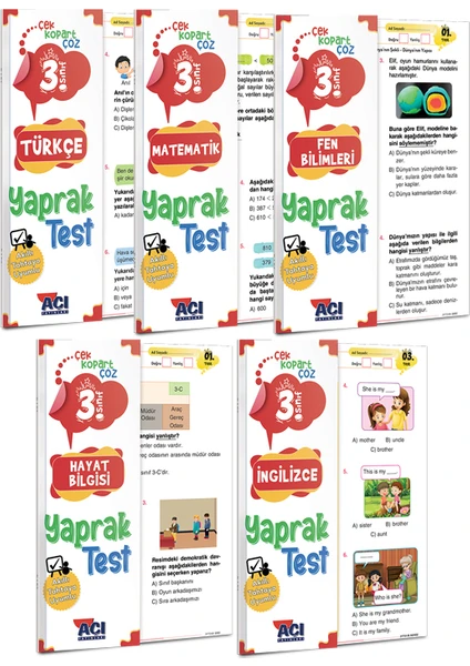 Açı Yayınları 3. Sınıf Tüm Dersler Yaprak Test Seti