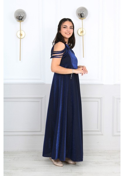 Kız Çocuk Simli Kumaş Astarlı Abiye Gece Mezuniyet Elbisesi-ABY-0029 fırsatları