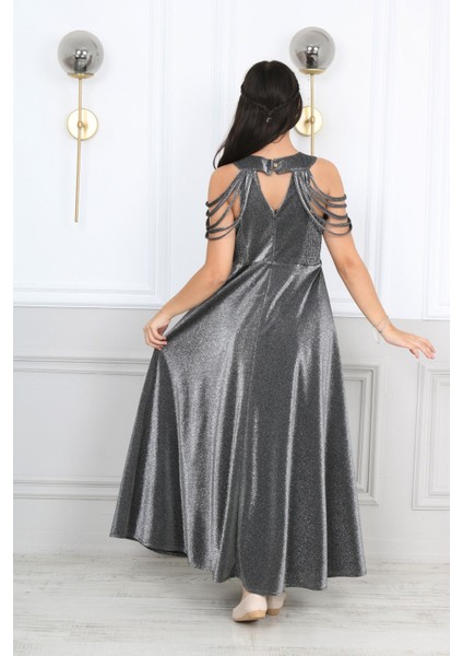 Kız Çocuk Simli Kumaş Astarlı Abiye Gece Mezuniyet Elbisesi-ABY-0029 fırsatları