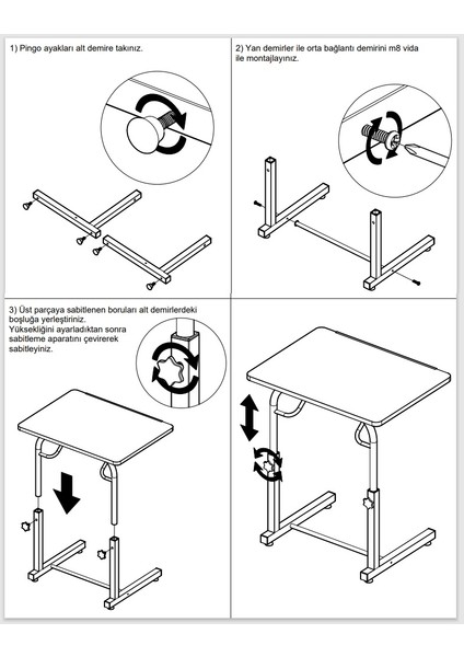 Akrobat Yan Sehpa Yabla Eğim ve Yükseklik Ayarlı Notebook Laptop Çalışma Masası