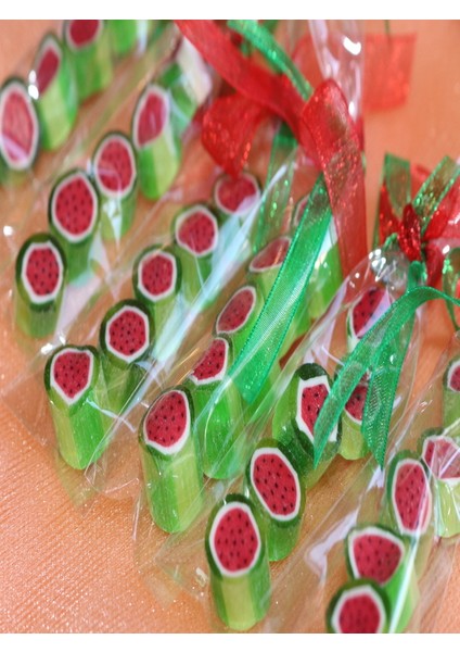 Şekerciyaşar Karpuz Desenli Parmak Lolly Candy 24 Adet