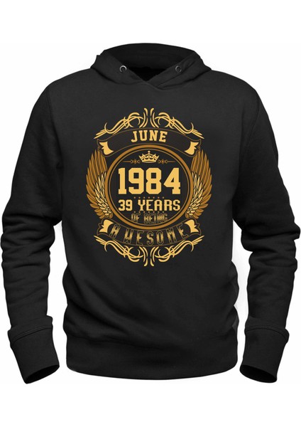 Vintage Gold Awesome Series June 1984 Siyah Sweatshirt