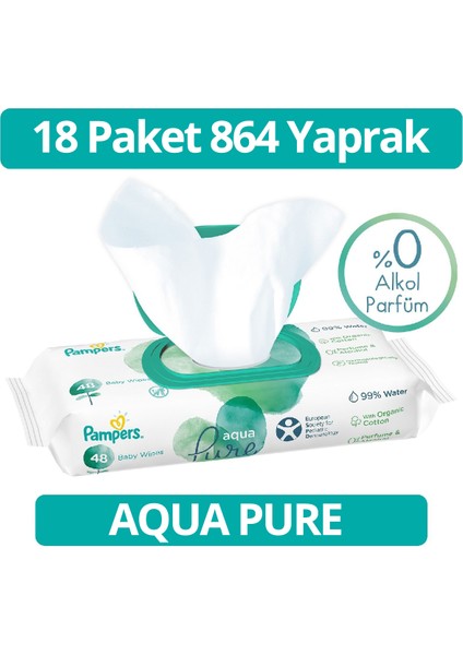 Pampers Aqua Pure Islak Havlu Mendil 48 X18 (864 Yaprak)