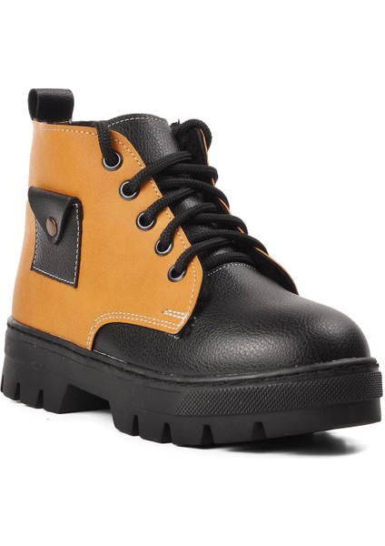 Arz 2301003-F Siyah-Camel Içi Kürklü Fermuarlı Çocuk Bot modelleri