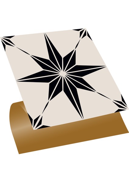 Kendinden Yapışkanlı Siyah Yıldız Desenli Pvc Karo 30X30 cm 4 Adet 0,36 m2