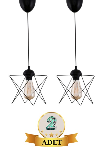 2 Adet Metal Tekli Siyah Sarkıt Avize