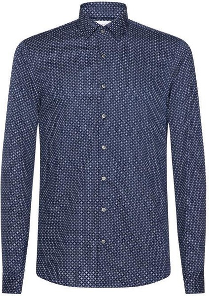 Printed Easy Iron Slim Shirt Df Blue Erkek Gömlek fiyatları