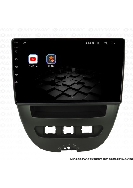 Peugeot 107 Android Carplay Multimedya Navigasyon Ekran Teyp 8GB+128GB modelleri