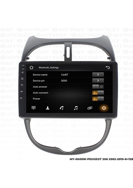 Peugeot 206 Android Carplay Multimedya Navigasyon Ekran Teyp 8GB+128GB modelleri