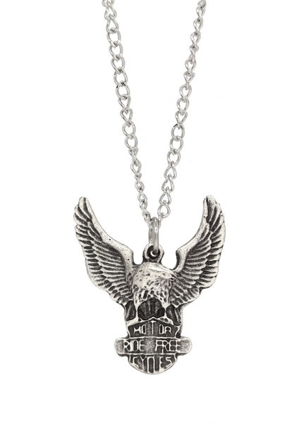 Motor Ride Free Cycles Kartal Motorcu Kolye Antik Gümüş Kaplama