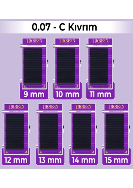 Professional Ipek Kirpik Set 0.07 C Kıvrım 9-10-11-12-13-14-15MM