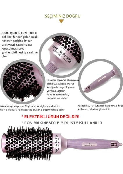 - LOM1180 Nano Teknoloji Seramik+İyonik, Termal Fön Saç Fırçası, Antistatik fırsatları