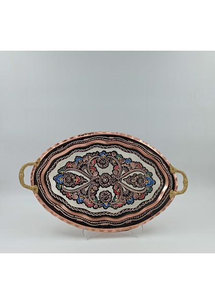 Bakır Tepsi , Oval , Erzincan Işlemeli 4 Kişilik