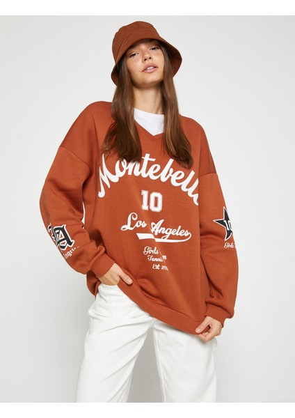 Kolej Baskılı Sweatshirt Oversize